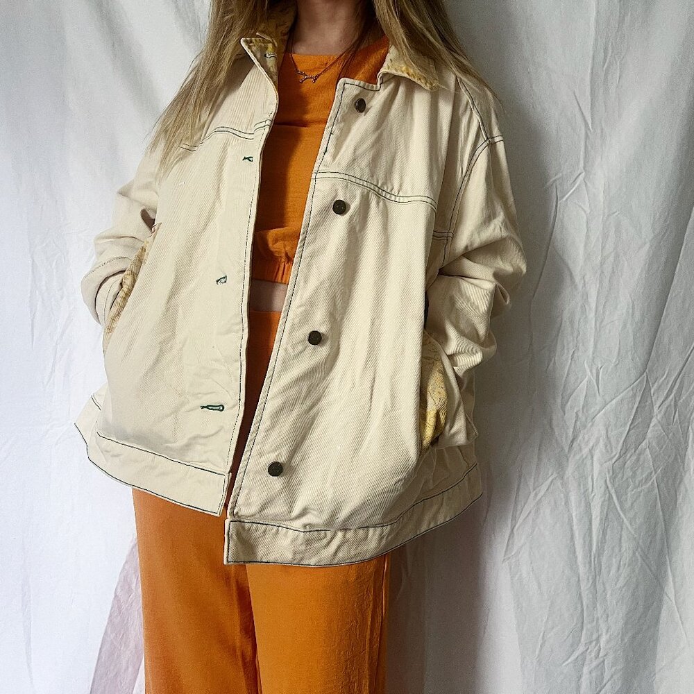 BDG Cream Jacket with Floral Accents (Medium)